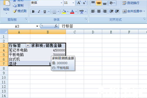 数据透视表转化前示例